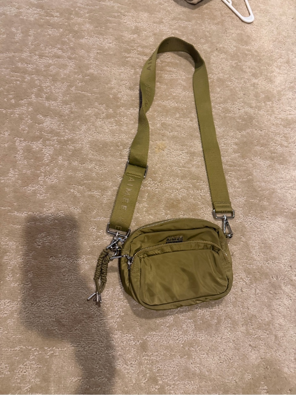 Aimee Kestenberg Olive Green Crossbody with Branded Strap